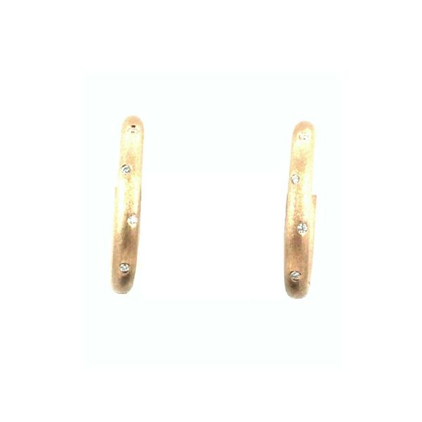 Bezel Set Diamond Huggy Hoop Earrings .09ctw 18K Rose Gold Confer’s Jewelers Bellefonte, PA