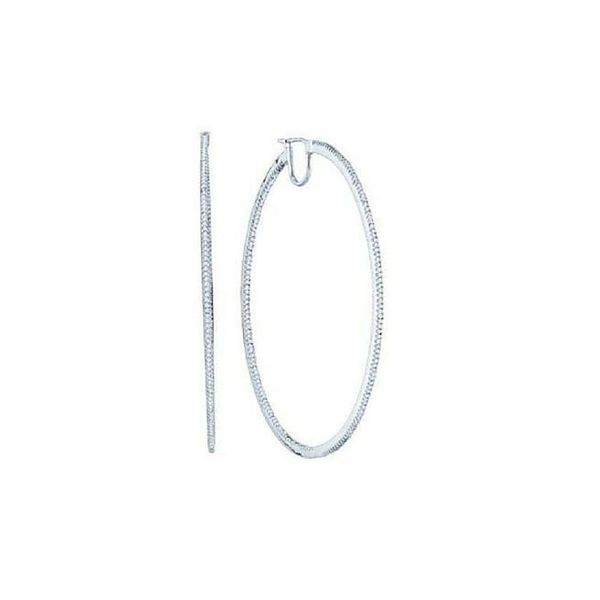 Large Diamond Inside & Out Hoop Earrings 3.12ctw 14K White Gold Confer’s Jewelers Bellefonte, PA