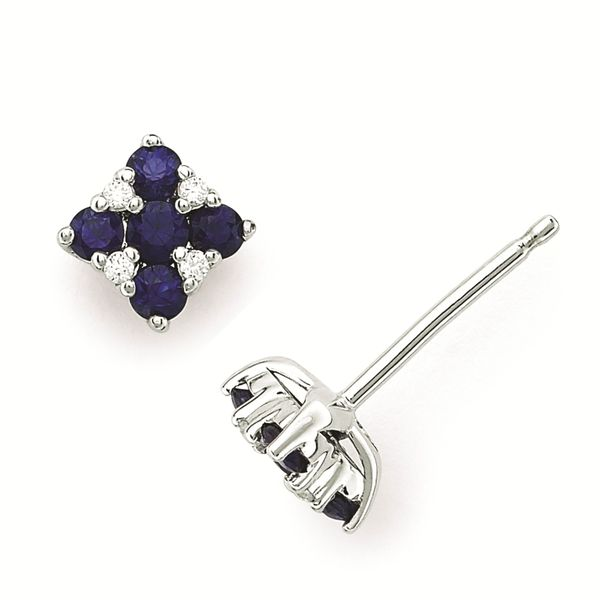 14 Karat White Gold Sapphire And Diamond Stud Earrings Confer’s Jewelers Bellefonte, PA