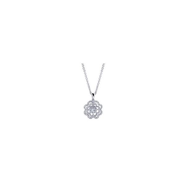 Gabriel NY Diamond Flower Pendant .49ctw 14K White Gold Confer’s Jewelers Bellefonte, PA