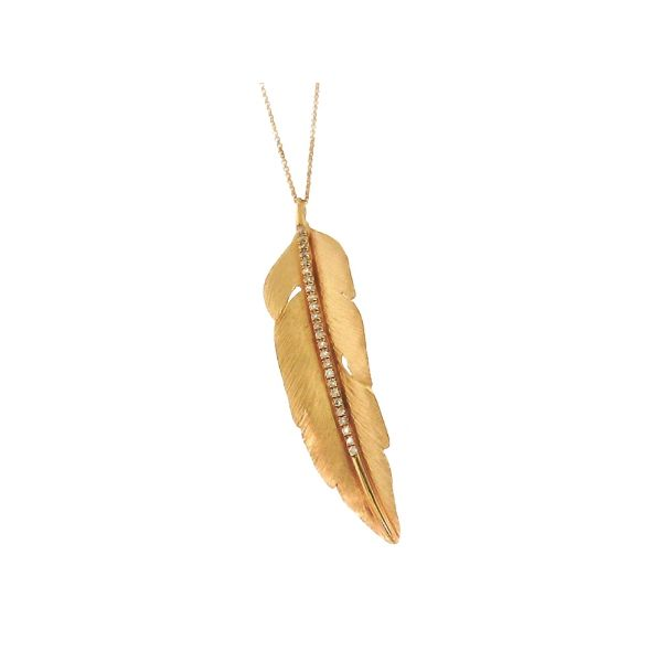 Diamond Feather Pendant .14ctw 14K Yellow Gold Confer’s Jewelers Bellefonte, PA