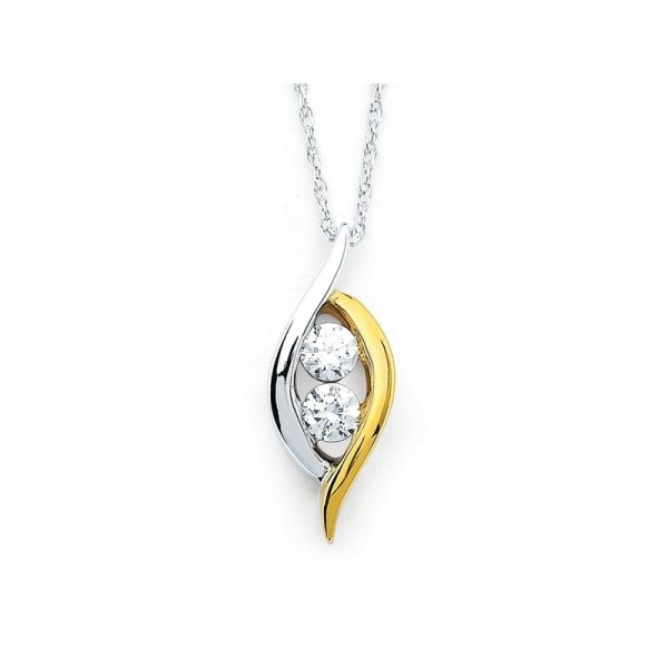 Marquise When Two Become One Diamond Pendant .40ctw 14K White & Yellow Gold Confer’s Jewelers Bellefonte, PA