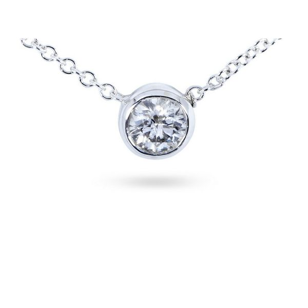 14k White Gold Round Diamond Bezel Set Pendant Confer’s Jewelers Bellefonte, PA
