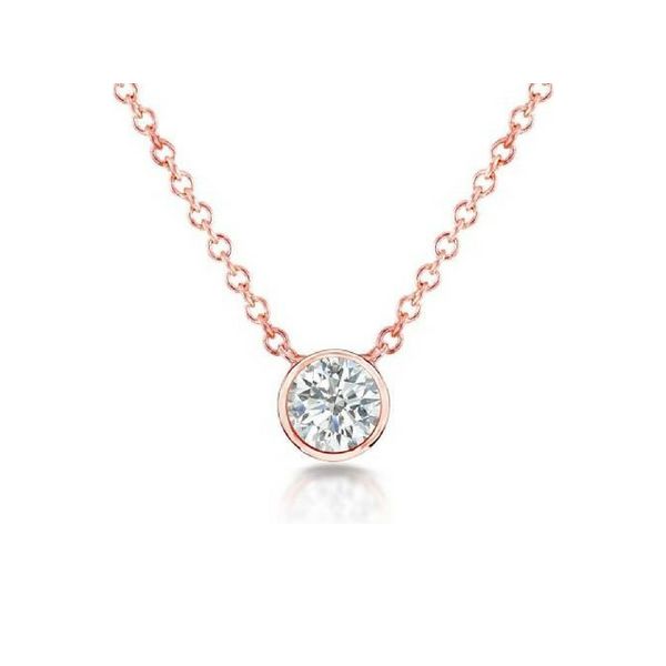 14k Rose Gold Round Bezel Set Diamond Pendant Confer’s Jewelers Bellefonte, PA