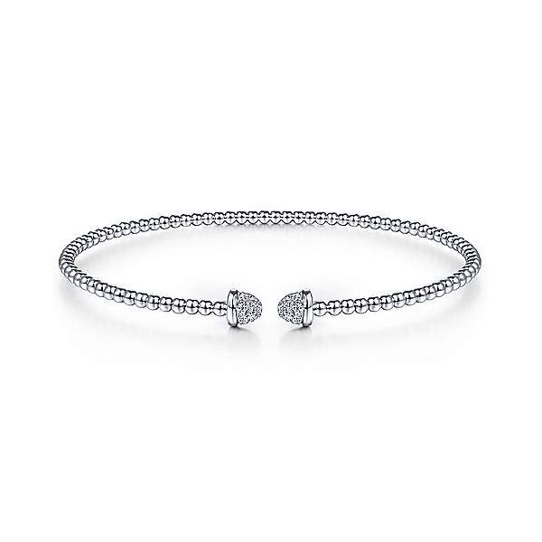 14K White Gold Bujukan Bead Cuff Bracelet with Diamond Pavé Caps Confer’s Jewelers Bellefonte, PA