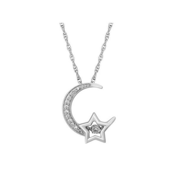 Sterling Silver Moon & Star Dancing Diamond Pendant Confer’s Jewelers Bellefonte, PA