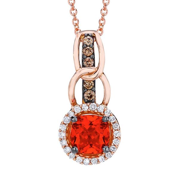 14K Rose Gold Fire Opal & Chocolate Diamond Pendant Confer’s Jewelers Bellefonte, PA