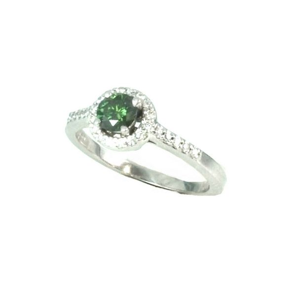 14k White Gold Treated Green and White  Diamond Halo Style Ring Confer’s Jewelers Bellefonte, PA