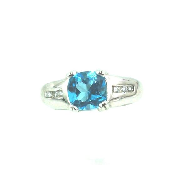 14k white gold blue topaz and diamond ring