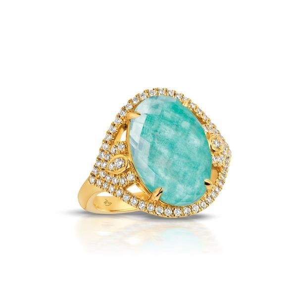 14K Amazonite/White Topaz Doublet & Diamond Ring Confer’s Jewelers Bellefonte, PA