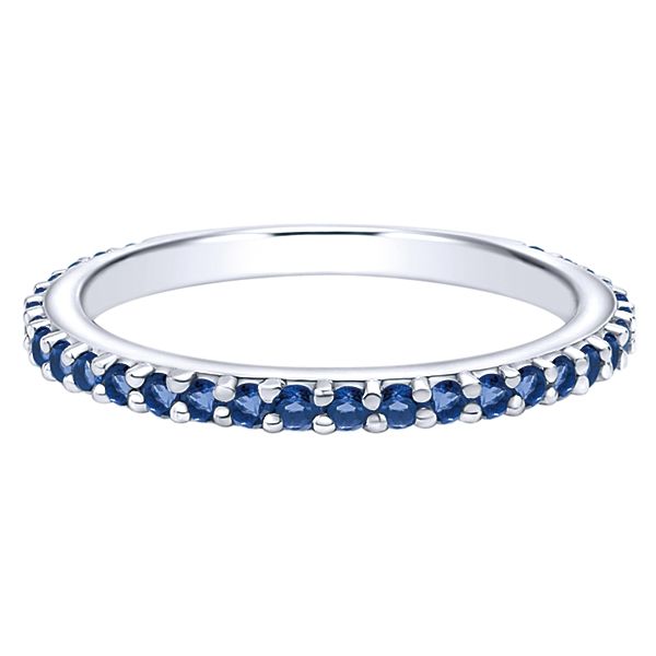 14K White Gold Gabriel NY Blue Sapphire Eternity Band Ring Confer’s Jewelers Bellefonte, PA