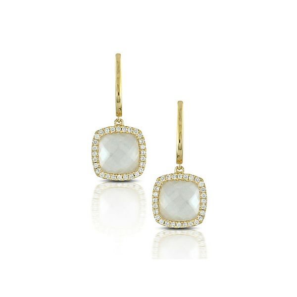 14K Mother of Pearl & Clear Quartz Doublet & Diamond Earrings Confer’s Jewelers Bellefonte, PA