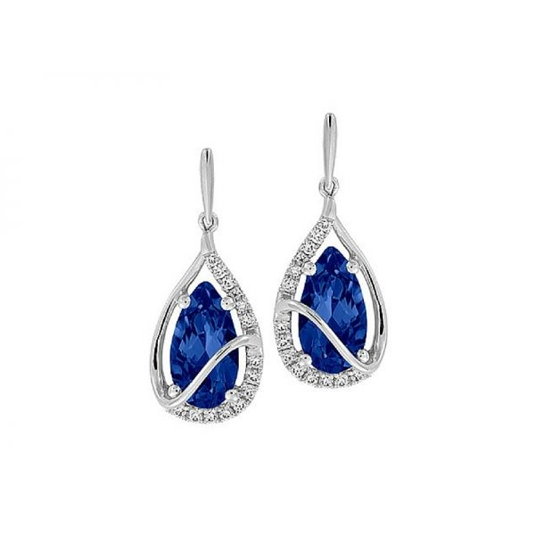 14K Lab Created Sapphire & Diamond Earrings Confer’s Jewelers Bellefonte, PA