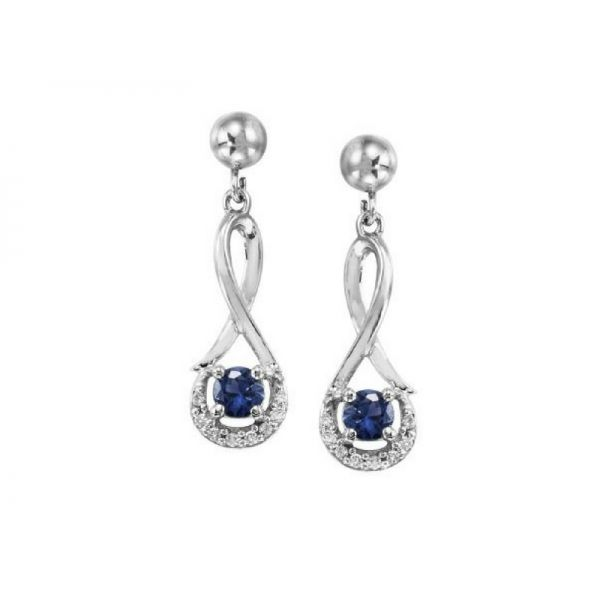 14K White Gold Blue Sapphire & Diamond Earrings Confer’s Jewelers Bellefonte, PA