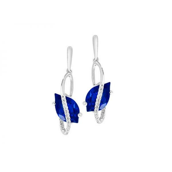 14K White Gold Lab Created Blue Sapphire & Diamond Earrings Confer’s Jewelers Bellefonte, PA