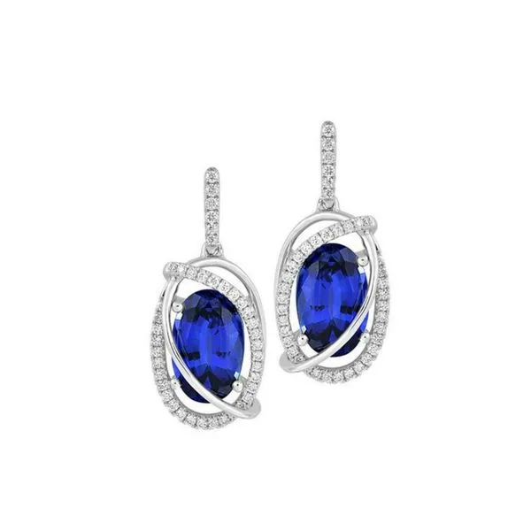 14K Lab Created Blue Sapphire & Diamond Earrings Confer’s Jewelers Bellefonte, PA