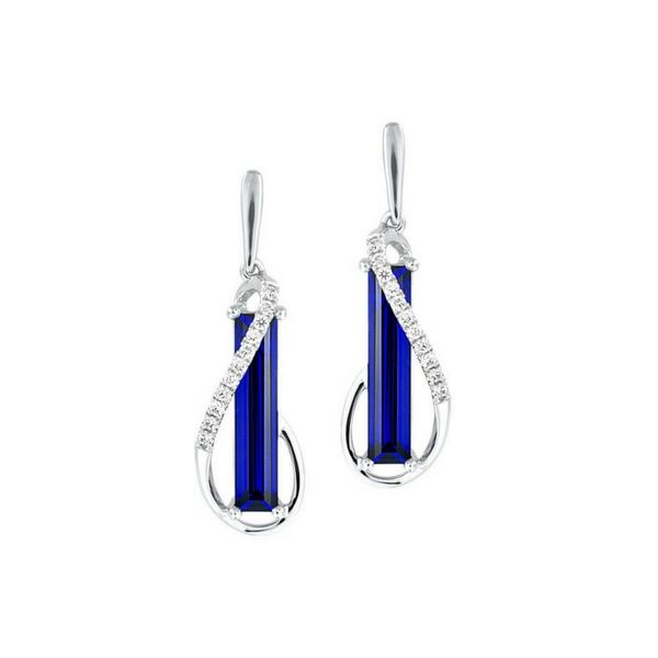 14K Lab Created Blue Sapphire & Diamond Earrings Confer’s Jewelers Bellefonte, PA