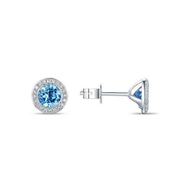 14K Blue Topaz & Diamond Halo Earrings Confer’s Jewelers Bellefonte, PA