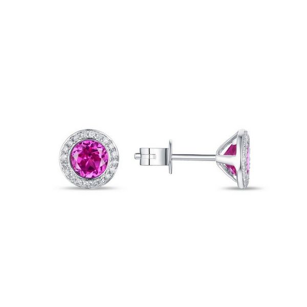 14K Pink Corundum & Diamond Halo Earrings Confer’s Jewelers Bellefonte, PA
