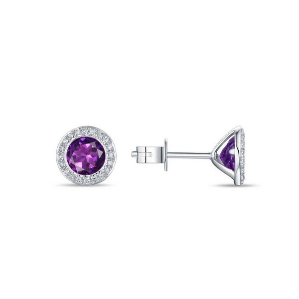 14K Amethyst & Diamond Halo Earrings Confer’s Jewelers Bellefonte, PA