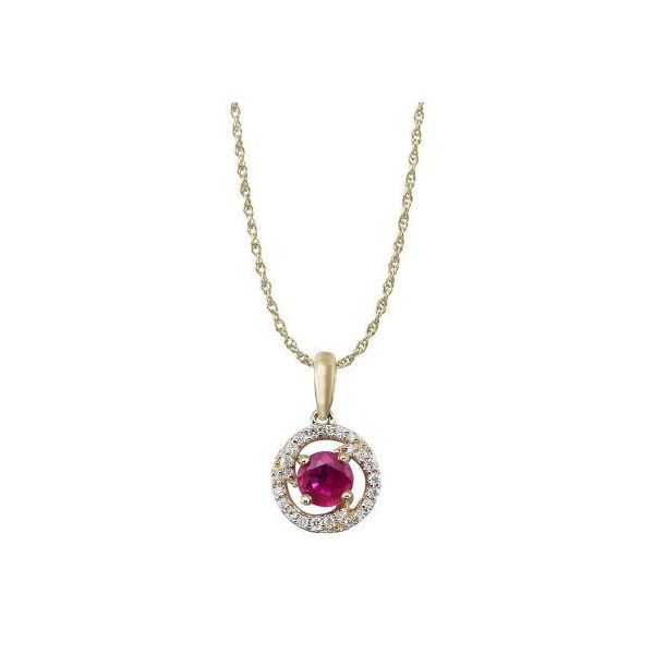 Ruby and Diamond Halo Pendant Confer’s Jewelers Bellefonte, PA
