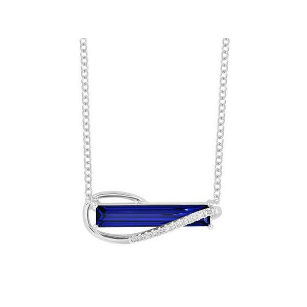 14K Gold Lab Created Blue Sapphire & Diamond Pendant Confer’s Jewelers Bellefonte, PA