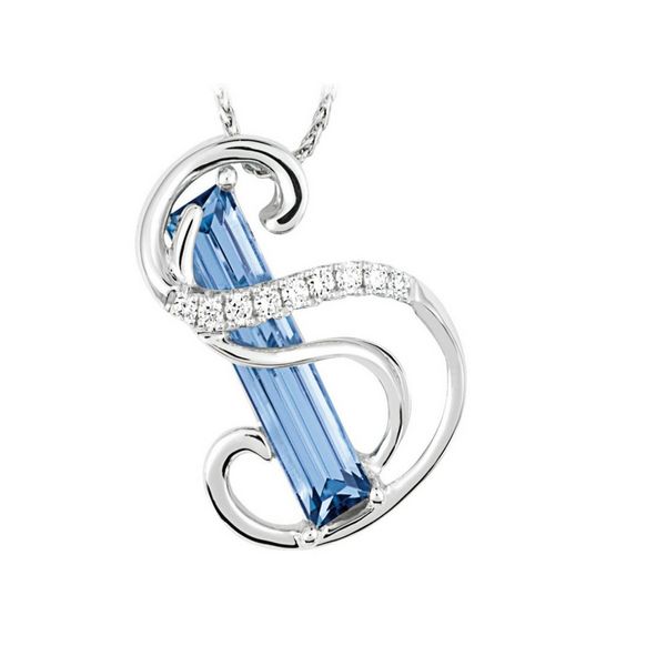 Sterling Silver Lab Created Aqua Spinel Initial Pendant Confer’s Jewelers Bellefonte, PA