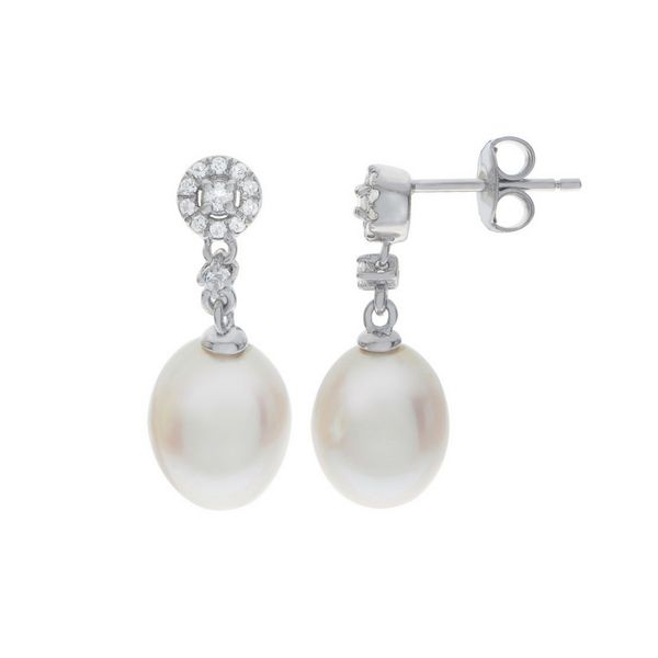 Sterling Silver Fresh Water Pearl & White Topaz Earrings Confer’s Jewelers Bellefonte, PA