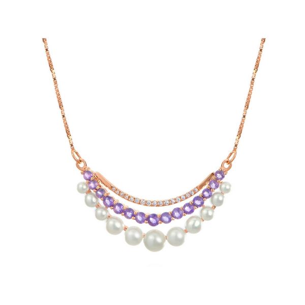 14K Rose Gold Diamond Amethyst & Pearl Necklace Confer’s Jewelers Bellefonte, PA
