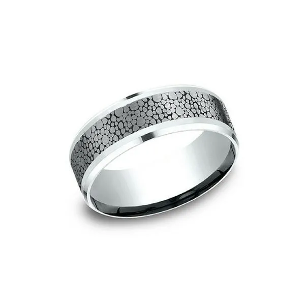 14K White Gold & Tantalum Micro-Pebble Wedding Band Confer’s Jewelers Bellefonte, PA