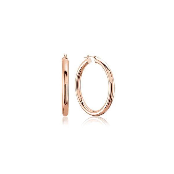 14k rose gold medium tube hoop earrings