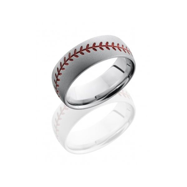 Cobalt Chrome 8mm Domed Band with Baseball Pattern