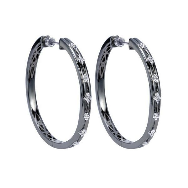 Sterling Silver Diamond Oxidized Hoop Earrings Confer’s Jewelers Bellefonte, PA