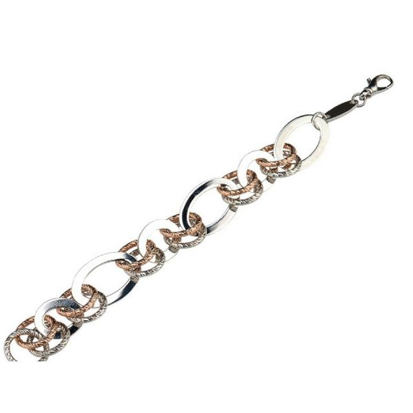 Sterling Silver & Rose Gold Overlay Link Bracelet Confer’s Jewelers Bellefonte, PA