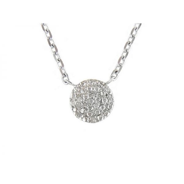Sterling Silver Pave Diamond Disc Necklace Confer’s Jewelers Bellefonte, PA