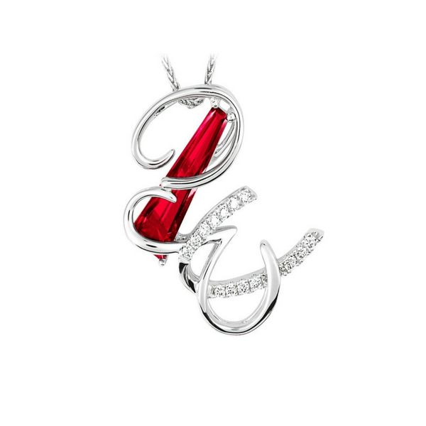 Sterling Silver Lab Created Padparadscha Sapphire Initial Pendant Confer’s Jewelers Bellefonte, PA