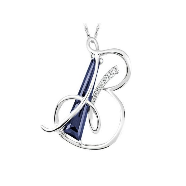 Sterling Silver Lab Created Sapphire Initial Pendant Confer’s Jewelers Bellefonte, PA