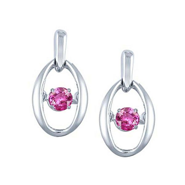 Sterling Silver Dancing Birthstone Earrings With Synthetic Pink Sapphires - October Confer’s Jewelers Bellefonte, PA