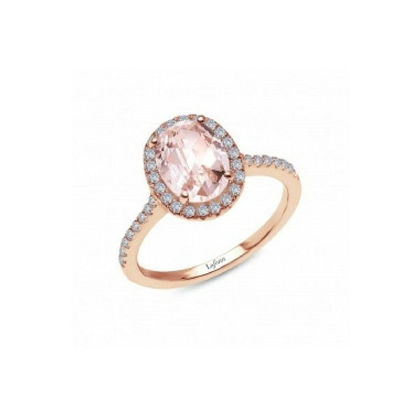 Rose Gold Plated Oval Morganite Halo Style Ring Confer’s Jewelers Bellefonte, PA