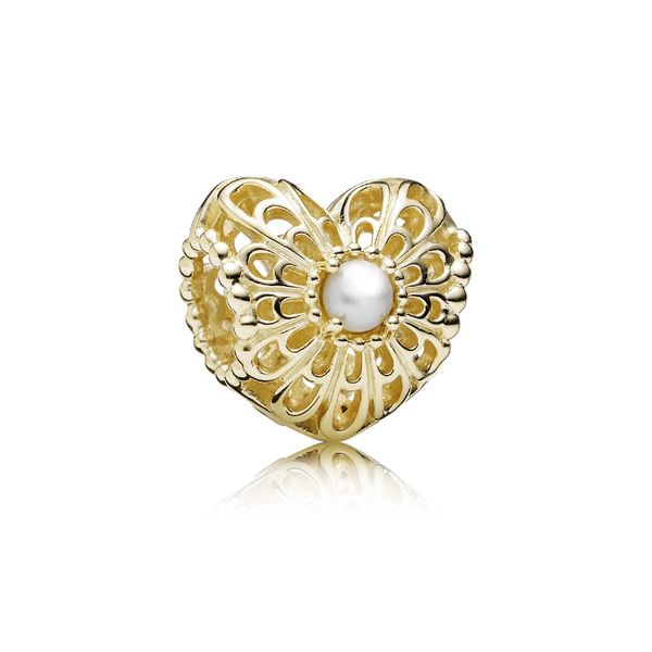 White Pearl & 14K Gold Vintage Heart Charm, Confer’s Jewelers Bellefonte, PA