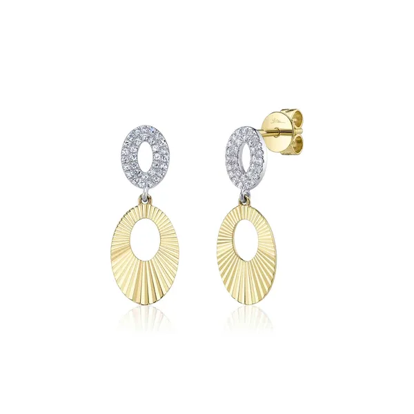 14kt Two-Tone Pave Dangle Drop Earrings Cornell's Jewelers Rochester, NY