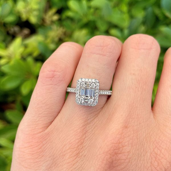 Sunbright 14KW 0.65ctw Cluster Diamond Halo Engagement Ring Image 5 Diamonds Direct St. Petersburg, FL