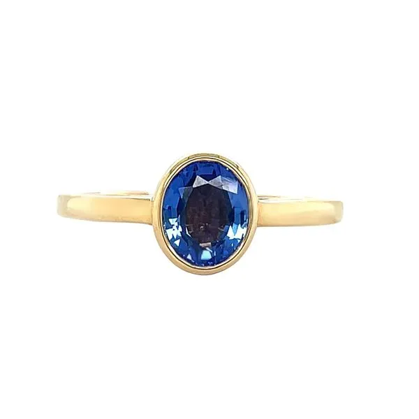 18KY 0.99ctw Bezel Set Blue Sapphire Ring Diamonds Direct St. Petersburg, FL