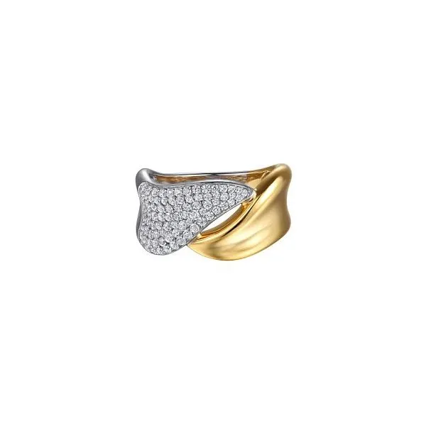 Gabriel & Co. 14K White & Yellow Gold Pave Diamond Bypass Ring Diamond Showcase Longview, WA