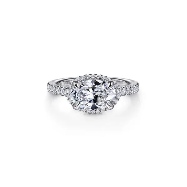 Gabriel & Co. 14K White Gold Oval Halo Diamond Engagement Ring Diamond Showcase Longview, WA