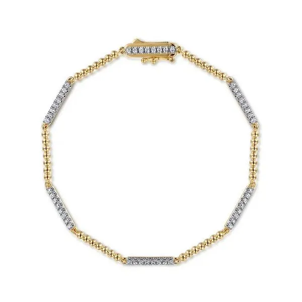 Gabriel & Co. 14K Yellow Gold Bujukan Diamond Tennis Bracelet Diamond Showcase Longview, WA