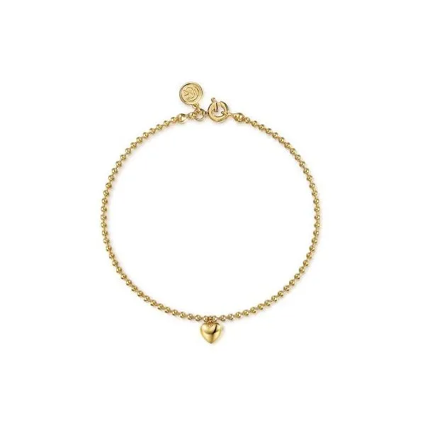 Gabriel & Co. 14K Yellow Gold Bujukan Heart Charm Bracelet Diamond Showcase Longview, WA