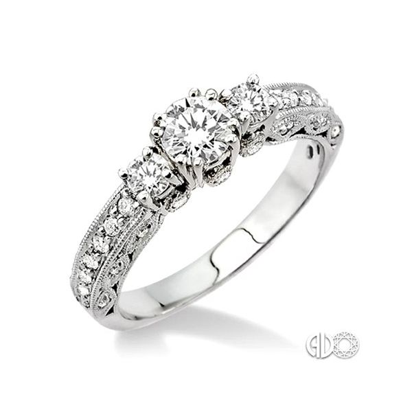 Vintage Three Stone Diamond Engagement Ring Di'Amore Fine Jewelers Waco, TX