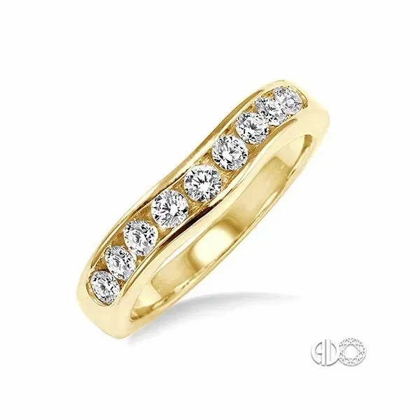 Yellow Gold Diamond Curved Channel Set Wedding Band Di'Amore Fine Jewelers Waco, TX