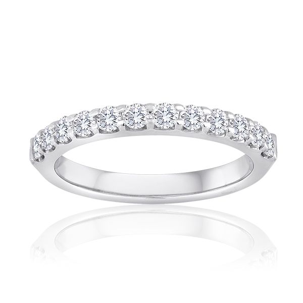White Gold Diamond Shared Prong Wedding Band - J.MONALI Di'Amore Fine Jewelers Waco, TX